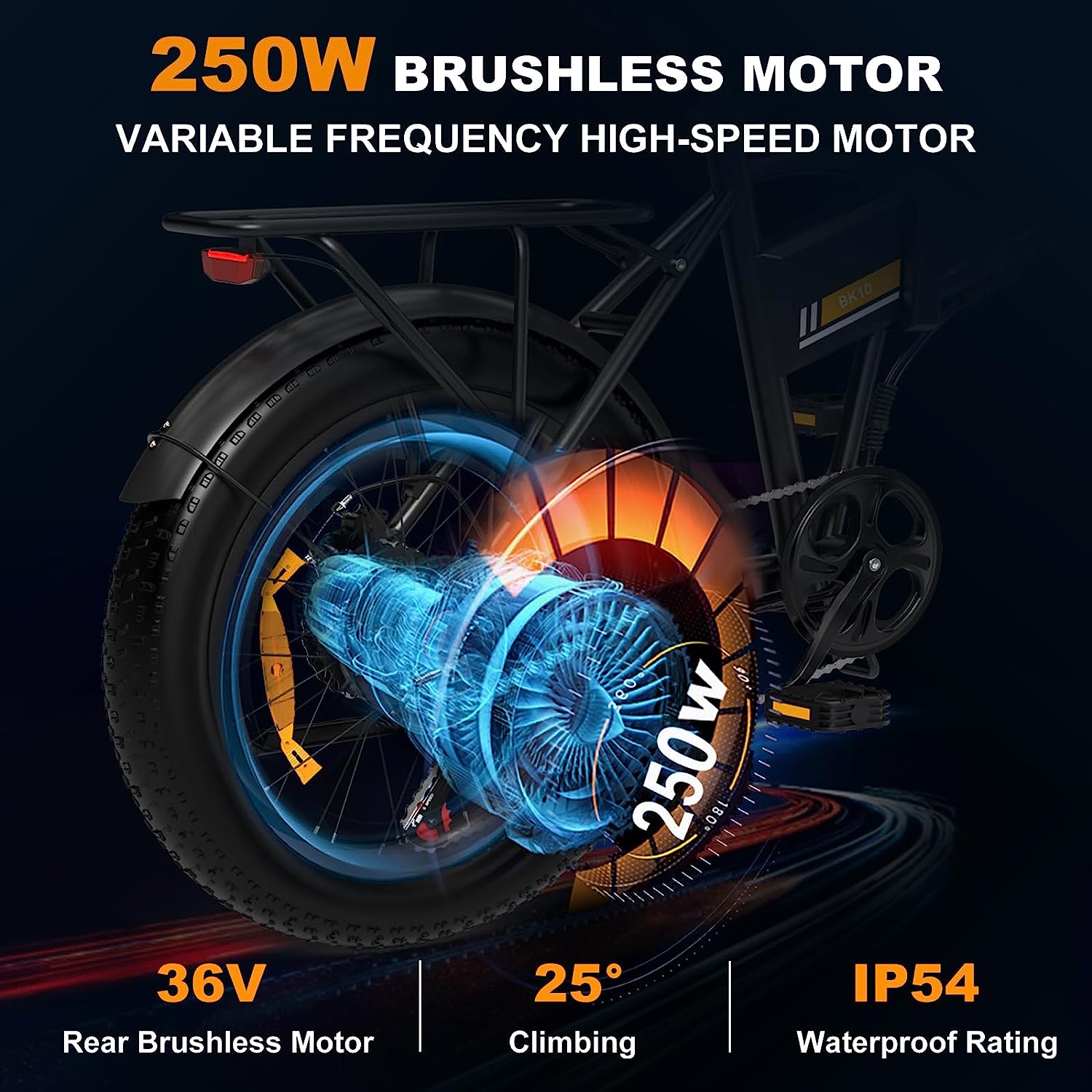 HITWAY BK10 E Bike Elektrofahrrad 20" x4,0 Fat Tire, faltbares Klappfahrrad, 250 W Motor, 36V 12 Ah herausnehmbarer Akku, Long Range für Berg, Strand und Schnee