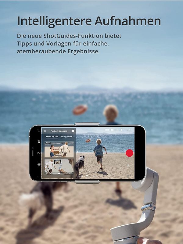 DJI OM 5 Weiß Gimbal Smartphone, 3-Achsen Stabilizer, integrierter Verlängerungsstab, handlicher und faltbarer Handy Gimbal mit ShotGuides, Vlog-Stabilisierung, YouTube & TikTok-Videos, Sunset White