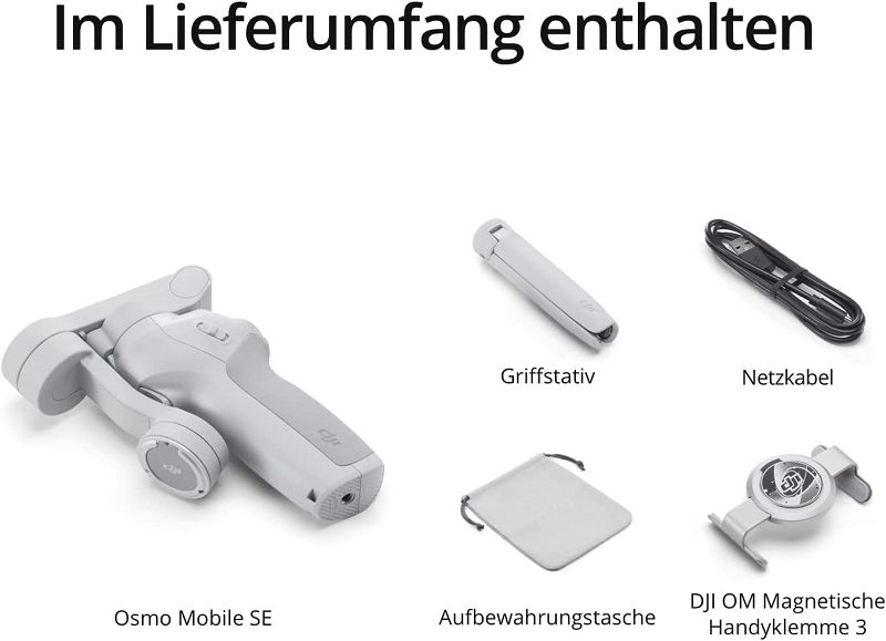 DJI Osmo Mobile SE Smartphone-Gimbal, 3-Achsen-Stabilisierung, handlich und faltbar, Android- und iPhone-Gimbal mit ShotGuides, Smartphone-Gimbal mit ActiveTrack 5.0, Vlog-Stabilisator